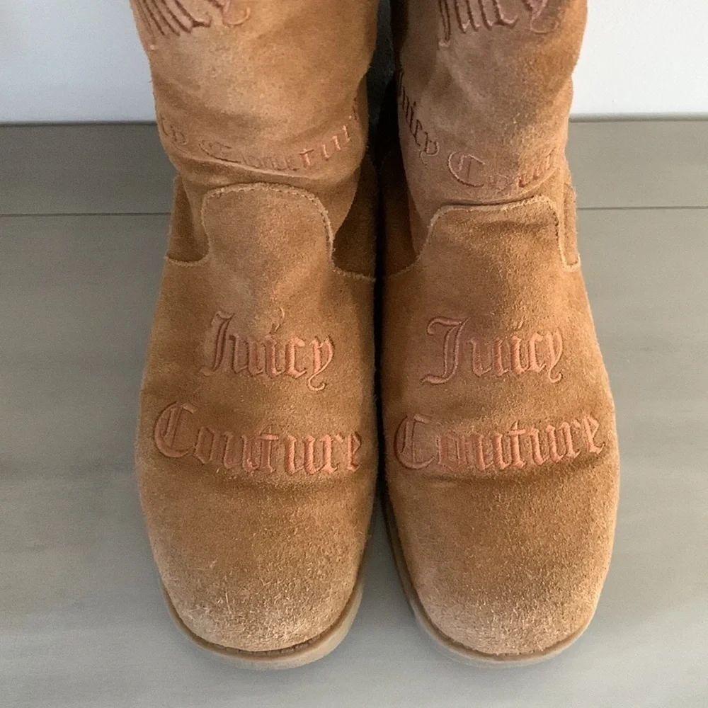 Juice Couture Angel Logo Boots Suede Winter Faux Shearling lining 11